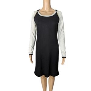 Ivanka Trump Black and Ivory Knit Sweater Dress S